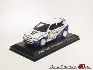 Scale model of Ford Escort Cosworth 1000 Lakes Rally #7 (T.Makinen - S.Harjanne 1994) produced by Altaya (Ixo).