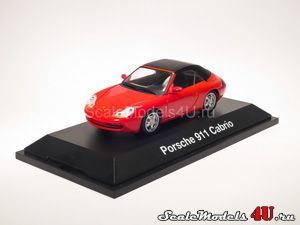 Scale model of Porsche 911 Carrera Cabrio Soft top 996 Red (1999) produced by Schuco.