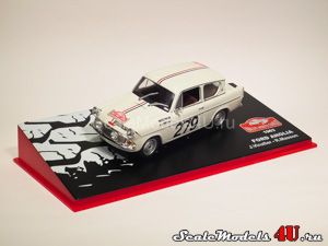 Scale model of Ford Anglia Rally Monte-Carlo #279 (J.Vinatier - R.Masson 1963) produced by Altaya (Ixo).