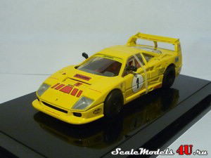Масштабная модель автомобиля Ferrari F40 Racing Yellow фирмы Hot Wheels (Mattel).