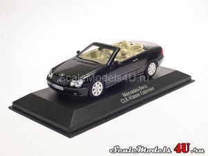 Масштабная модель автомобиля Mercedes-Benz CLK Class A209 Cabriolet Obsidian Black Metallic (2002) фирмы Minichamps.