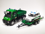 Mercedes Unimog U400 Polizei (Type 405/UGN) - Trailer - Mini Cooper Hatch R50 Polizei