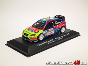 Scale model of Ford Focus RS WRC Rally Monte-Carlo #3 (M.Hirvonen - J.Lehtinen 2008) produced by Altaya (Ixo).