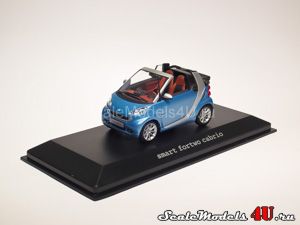 Scale model of Smart Fortwo Cabrio A451 Blue Metallic (2007) produced by Minichamps.